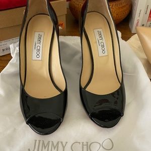 Jimmy choo peep toe wedge patent leather 38.5
